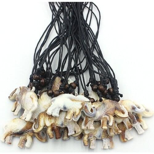 12pcs/Lot Men Womens Tibetan Elephants Pendants Necklaces Acrylic Charms Surfer Man Amulet Jewelry XL101