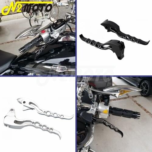 2Pcs Motorcycle Loopholes Handle Control Lever Brake Clutch Levers Black Chrome For Suzuki Boulevard M109R M109 2006-2017