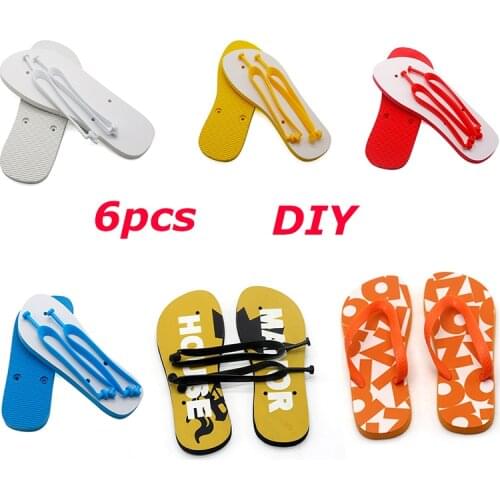 6pcs Sublimation Blank DIY Casual Couple Beach Sandal Flip Summer Flops Shoes Simple Comfortable