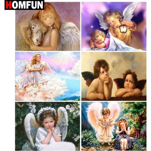 HOMFUN 5D Diamond Pattern Rhinestone Needlework Diy Diamond Painting Cross Stitch "Angel girl child" Diamond Embroidery