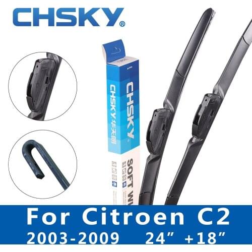 CHSKY Car Windshield Wiper Blade for Citroen C2 2003 2004 2005 2006 2007 2008 2009 Fit Hook Arms 24"&18" Auto Windscreen Wipers