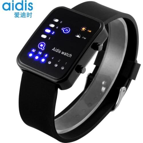 Aidis Brand Binary Creative Waterproof LED Watches Silica Gel Childrens Jelly Coupler Watches Wholesale