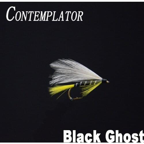 CONTEMPLATOR 5pcs 10# Black Ghost streamers fly fishing flies classic artificial fly bait fishing sea trout salmon steelhead