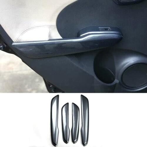 Car Interior Door Armrest Decor Stickers Trim Styling For Honda FIT 2008-2013 LHD ABS Carbon Fiber Style 4Pcs/set