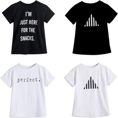 Kids Shirt T-Shirt for Childrens Tops Girls Boys Black Shirt Child Kid Cotton Fashion Letter Short Sleeve Tops Clothing Clothes
