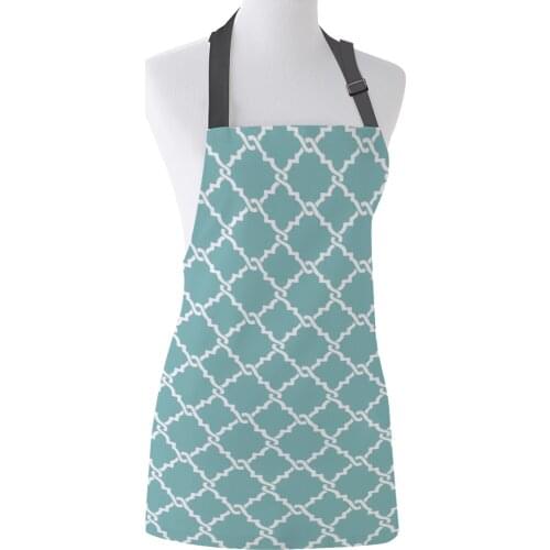 Geometry Rhombus Green White Kitchen Aprons BBQ Bib Apron for Cooking Baking Restaurant Pinafore Home Christmas Decorations