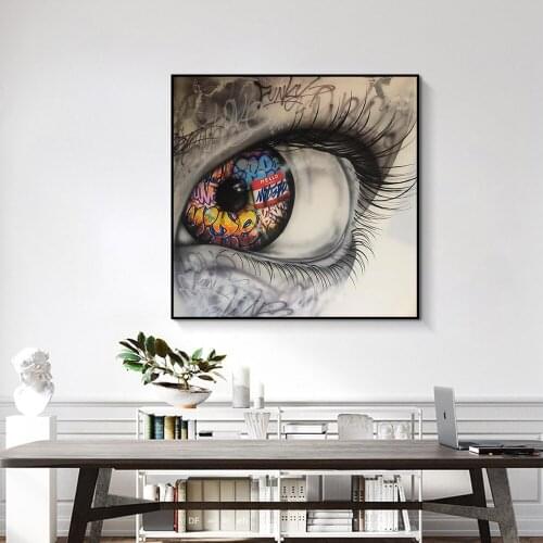 Big Eye Graffiti Art Modular Posters and Prints on Canvas Painting Wall Art Picture for Living Room Nordic Cuadros Home Decor