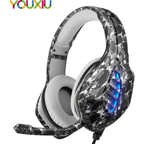 PS4 Camouflage Gaming Headset RGB LED with Microphone 3.5 mm Wired Stereo Sound Gaming Headphone for PC Mobile Phone Xbox Tablet