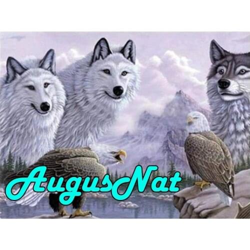 Animals diamond painting white wolves daimond embroidery eagles puzzle pictures diamant mosaic beads canvas poster big size