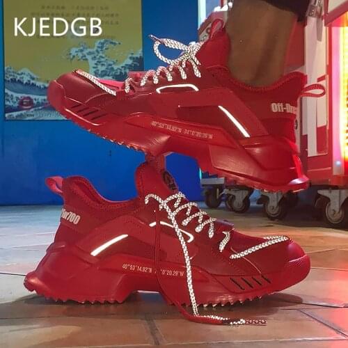 KJEDGB Chunky Sneakers Men Shoes Red Brand New Thick-soled Trend Fashion Platform Casual Shoes for Men Support Dropshipping