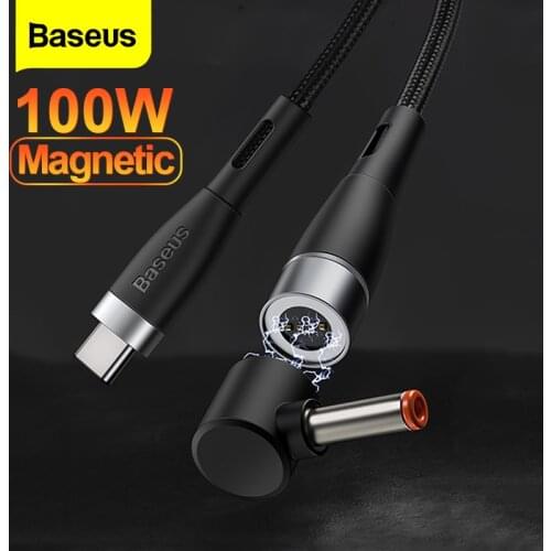 Baseus 100W Magnetic Laptop Power Cable for Lenovo ThinkPad IdeaPad Notebook USB Type C to DC Cable USBC Fast Charging Wire Cord