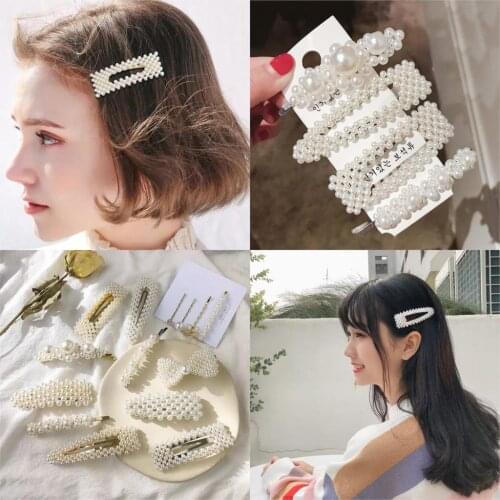 Fashion Pearl Imitation Beads Hair Clip For Women Girl Barrette Handmade Pearl Flower Stick Hairpin Hair Styling Accessories