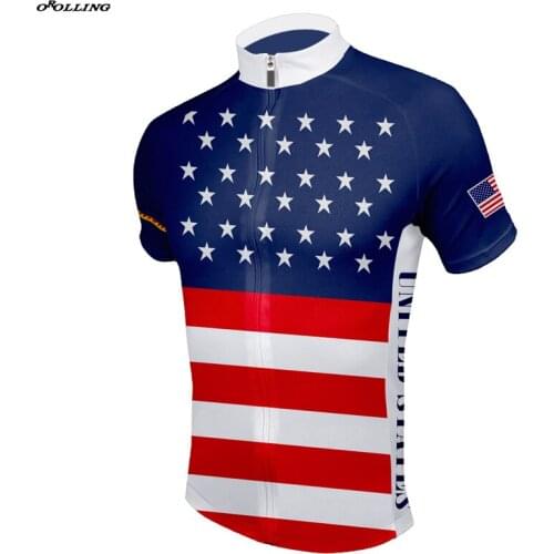 New Classical 2018 USA National Flag Team Maillot Cycling Jersey Customized Orolling Tops