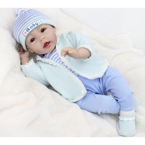NPKDOLL Reborn Baby Doll toys Rooted Brown Mohair lifelike newborn baby boy Silicone dolls gift bebes reborn bonecas 55cm