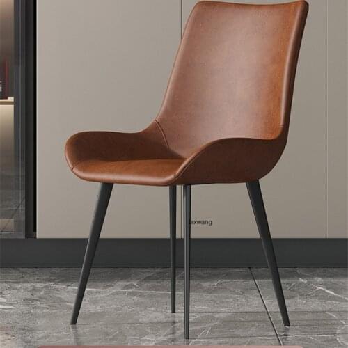 Nordic Dining Chairs for Kitchen Minimalist Italian Luxury Simple Modern Home Furniture Leather Simple Ins Backrest Dining Chair