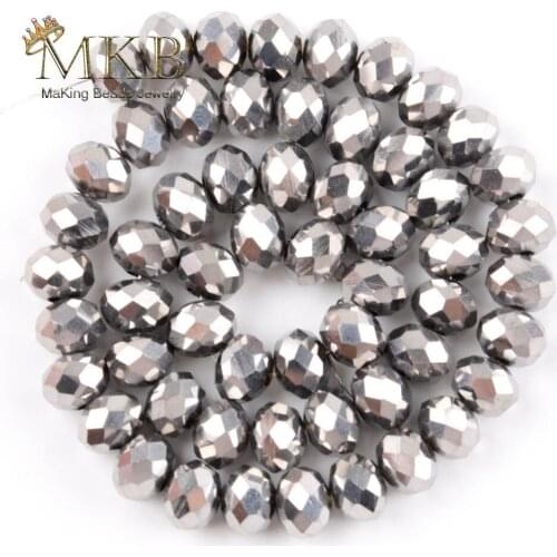 Wholesale Faceted Silvers Plated Crystal Rondelle Beads Austrian Crystal Glass Spacer Beads For Jewelry Making 4 6 8 10 12mm