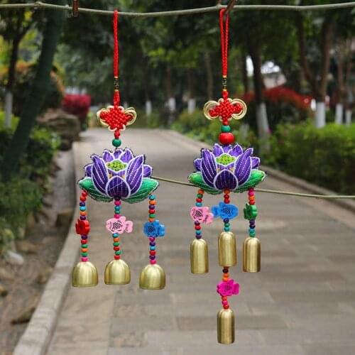 2pcs wholesale backpack bag home CAR wall efficacious Mascot Southeast Asia Buddhism Lotus FENG SHUI Door bell lucky Pendant