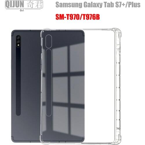 Tablet case for Samsung Galaxy Tab S7 Plus 2020 12.4" TPU Airbag cover Transparent protection Pen slot for capa SM-T970 SM-T976B