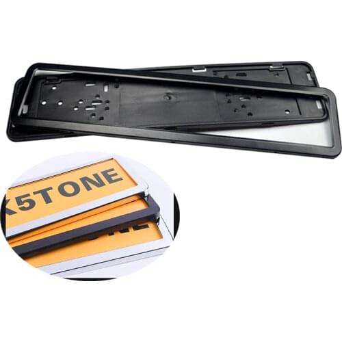 Funduoo 1pcs Car License Plate Frame Stainless Steel and Plastic frame Car License Plate Frame Number plate Holder Fit EU