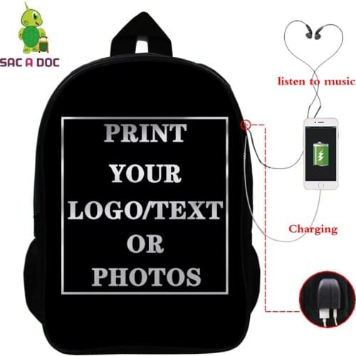 16inch 3d Print Custom Bagpack Schoolbag Laptop Backpacks Men Usb Charging Custom Name Logo Pattern Backpack Women Rucksack
