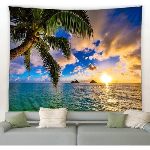 Tapestry Wall Decor Vintage Tropical Beach Vacation Wall Hanging Nature Landscape Sea Mountain Travel Beach Dorm Boho Blanket