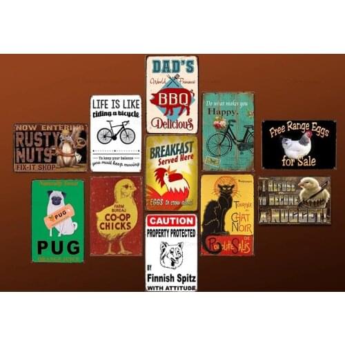 Animal Bike Style Vintage Tin Sign Art Painting Bar Pub Cafe Retro Plaque Metal Garage Hotel Wall Decor Vintage Nostalgia Plates