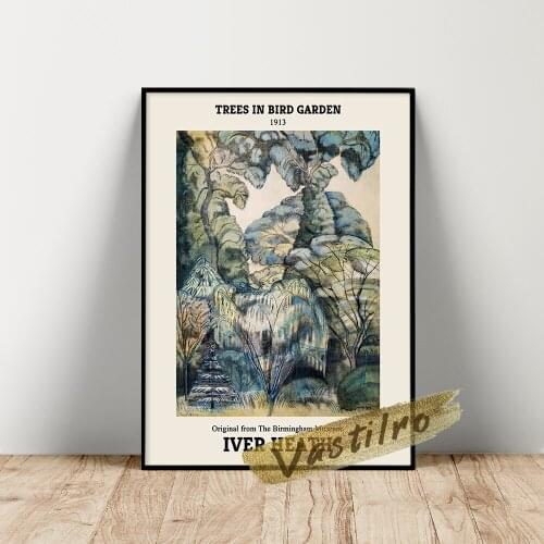Paul Nash Museum Exhibition Poster, Trees In Bird Garden Iver Heath Wall Painting, Vintage Animal Plant Landscape Nash Wall Art