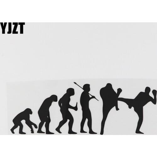 YJZT 17.6CMX6.2CM Creative Kickboxing Evolution Decal Vinyl Car Sticker Black/Silver 8A-0599
