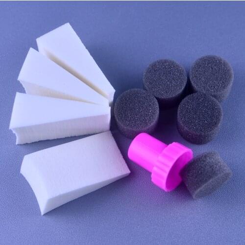 10pcs Nail Art Gradient Color Stamping Sponge Gel Polish Varnish 3D Image DIY Transfer Soft Triangle Coloring Stamp Foam Set