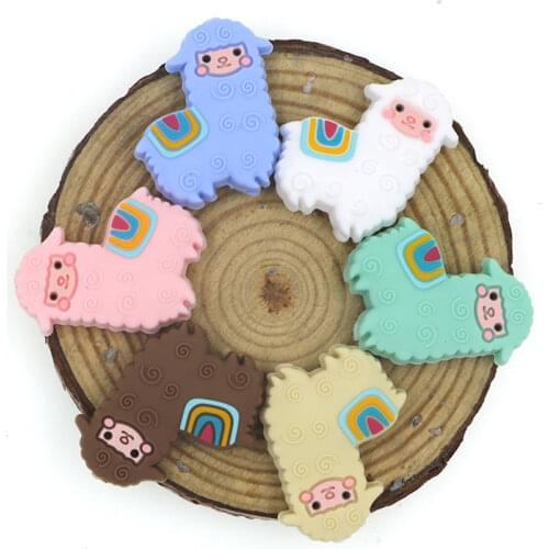 Kovict 10pcs Sheep Baby Rodent BPA Food Free Silicone Teething Nursing Pacifier Clip Silicone Beads