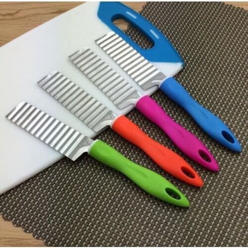 100pcs Potato French Fry Cutter Stainless Steel Kitchen Accessories Serrated Blade Easy Slicing Banana Fruits Potato Wave Knife