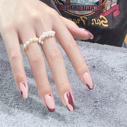 24pcs Fake Nails With Designs Irregular Graffiti Type Removable Long Paragraph Fashion Manicure Artificial Nails With Glue DL