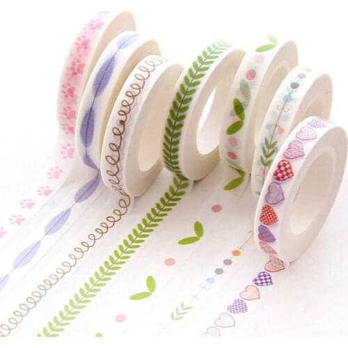 4 Pcs Diary Thin Line Washi Paper Tape Hand Book Washi Tape Border Decoration Fresh Dot Flower Leaves Marking Decoration Tape