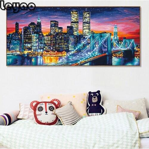 5D DIY Diamond Painting City Night View Landscape Rhinestone Diamond Embroidery Abstract Cross Stitch Mosaic Set Home Decor