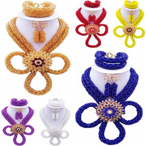 ACZUV Brand Nigerian Wedding African Beads Jewelry Set Crystal BZHX-001