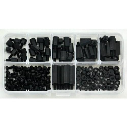 Parts Accessories 180pcs Nylon Screws Hex M-F M3 Spacers Screw Nut Standoff Kit Box Black For F3 Flight control installation
