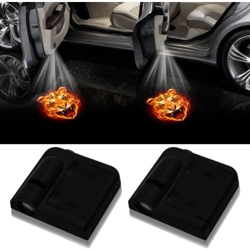 2pcs Wireless Led Car Door Welcome Laser Projector Logo Ghost Shadow Lights for Tiger Logo Volkswagens for BMWs Mercedess Audis