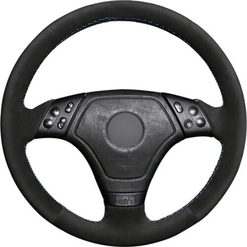 Black Suede DIY Hand-stitched Car Steering Wheel Cover for BMW 3 Series E36 1996-2000 E46 1998-2000 Z3 E36/7 1995-1999