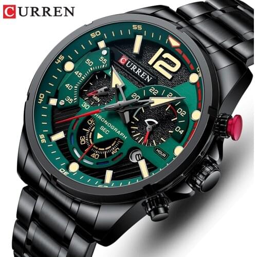 CURREN New Watches Men Top Luxury Brand Sport Quartz Chronograph Watch Mens Stainless Steel Clock Luminous Relogio Masculino