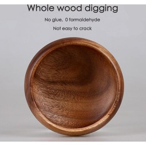 Wooden Bowl Acacia Wood Cooking Utensils Anti Falling and Anti Scalding Japanese Style Adult Childrens Baby Rice Cereal Bowl