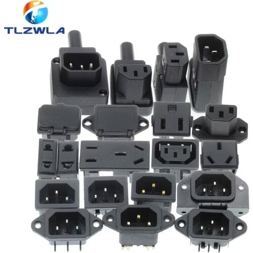 10PCS Pure Copper IEC320 C14 Electrical AC Power Plug Socket 2/4/6Pin Switch With Lamp Power Supply Cable Gauge Socket 10A 250V