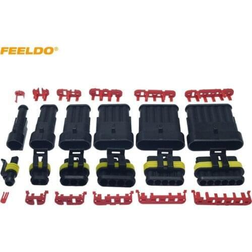 FEELDO 20pcs Auto Waterproof 1/2/3/4/5/6 Pin Way Electrical Wire Connector Plug Car Motorcycle Marine HID AWG Socket