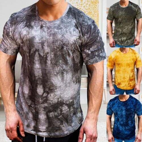 Mens T-Shirt Tie-Dye Printing Summer O Neck Casual Breathable Top For Squandering 3D Pattern Short Sleeve Quick Drying T-shirt