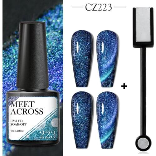 Holographic Glitter Effect Cat Eyes Magnetic Nail Gel Polish Starry 3D Chameleon Laser Cat Eyes Gel Polish Black Base Needed