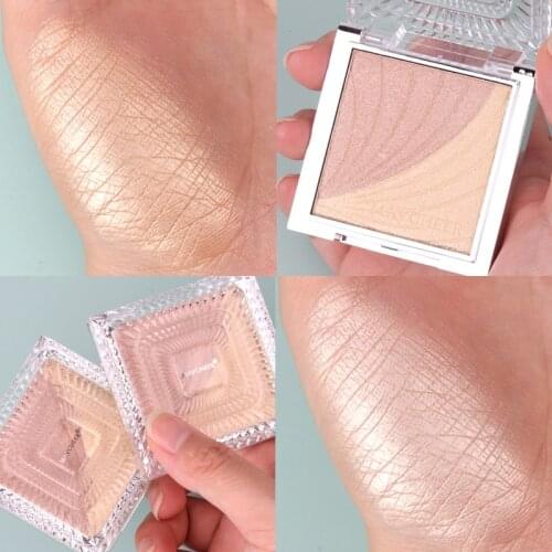 2 Color Highlighter Powder Glitter Palette Makeup Face Contour Shimmer High Gloss Cosmetic Brighten Skin Bronzers Natural QBMY