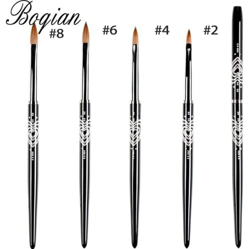BQAN Professional #2#4#6#8 1pcs Nail Brush Art Acrylic Kolinsky Sable Brush 3D Painting Pen Drawing Brush