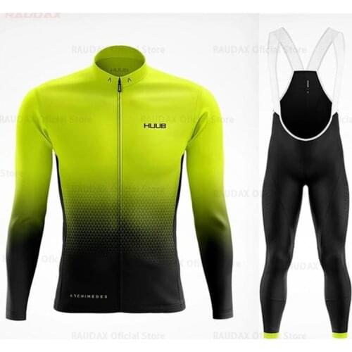 HUUB Team Cycling Jersey Set 2021 Man Autumn MTB Race Cycling Clothing Long Sleeve Ropa Ciclismo Outdoor Riding Bike Uniform