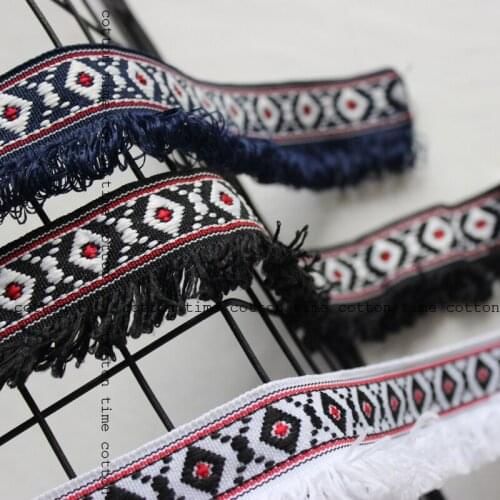 5yards/lot Tassel Webbing 4cm wide Boho Fringe Ethnic style ribbon Embroidery Trim accessory for bag garment home deco 2style
