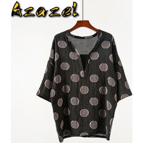 2020 Summer new Men thin printed short-sleeved T-shirt tide beggar style male loose cotton and linen dots V-neck tshirt Tops