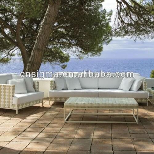 Top Sale Weather White Wicker Patio Sofa Set